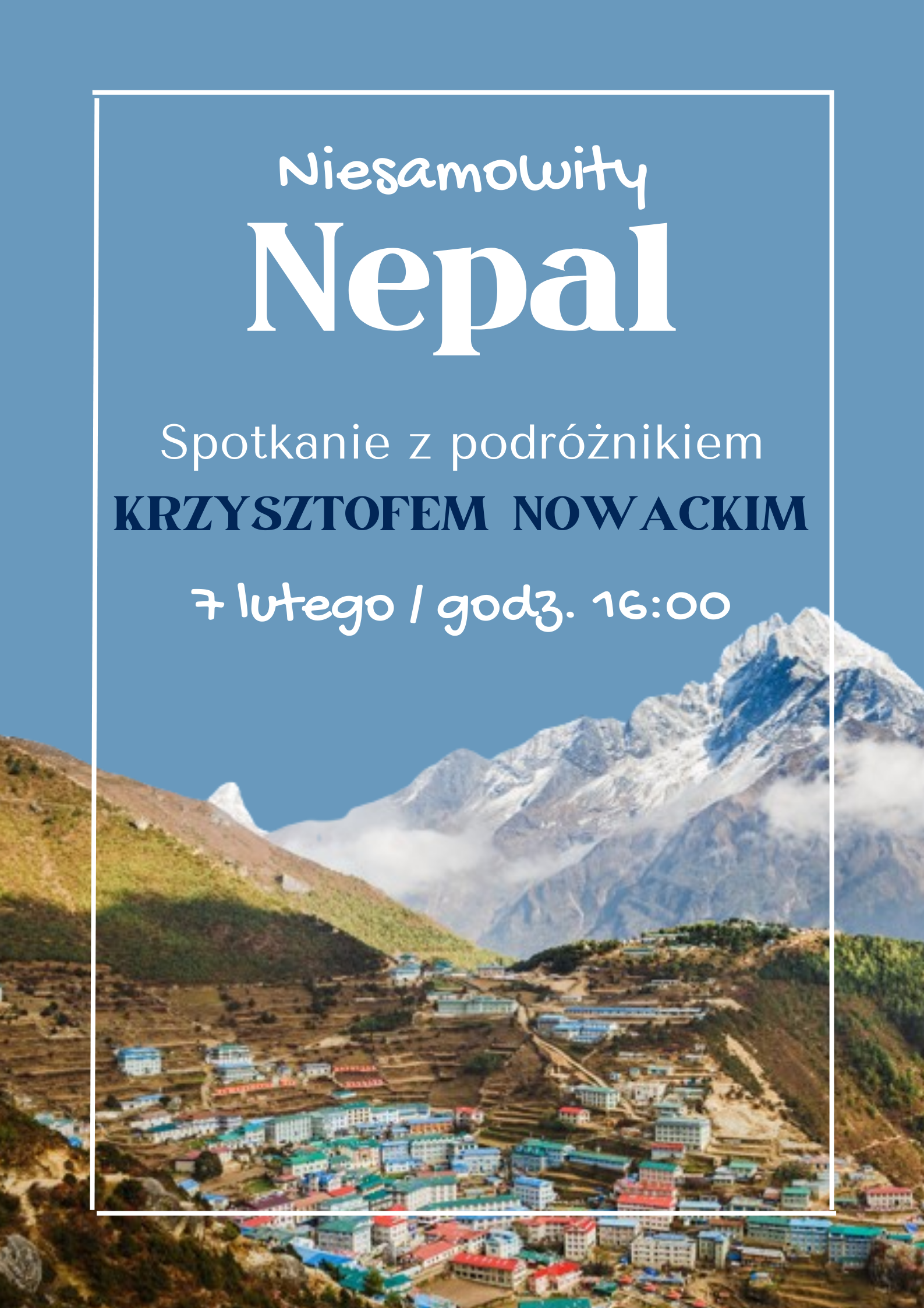 Plakat zapraszający na spotkanie z Krzysztofem Nowackim w dniu 07.02.2024 r. o godzinie 16:00